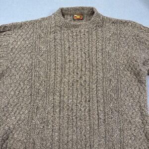 SWEAT WOOL Vtg  Alps MENS XL Cable Knit Crewneck USA BROWN
